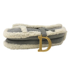 クリスチャン・ディオール Christian Dior サドルバッグ Ｍ0446 グレー ゴールド金具 ムートンレザー レディース ショルダーバッグ