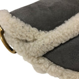 クリスチャン・ディオール Christian Dior サドルバッグ Ｍ0446 グレー ゴールド金具 ムートンレザー レディース ショルダーバッグ