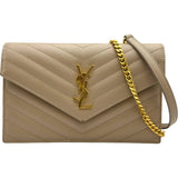 サンローラン SAINT LAURENT エンベロープ チェーンウォレット 742920 ベージュ グレインカーフ レディース ショルダーバッグ