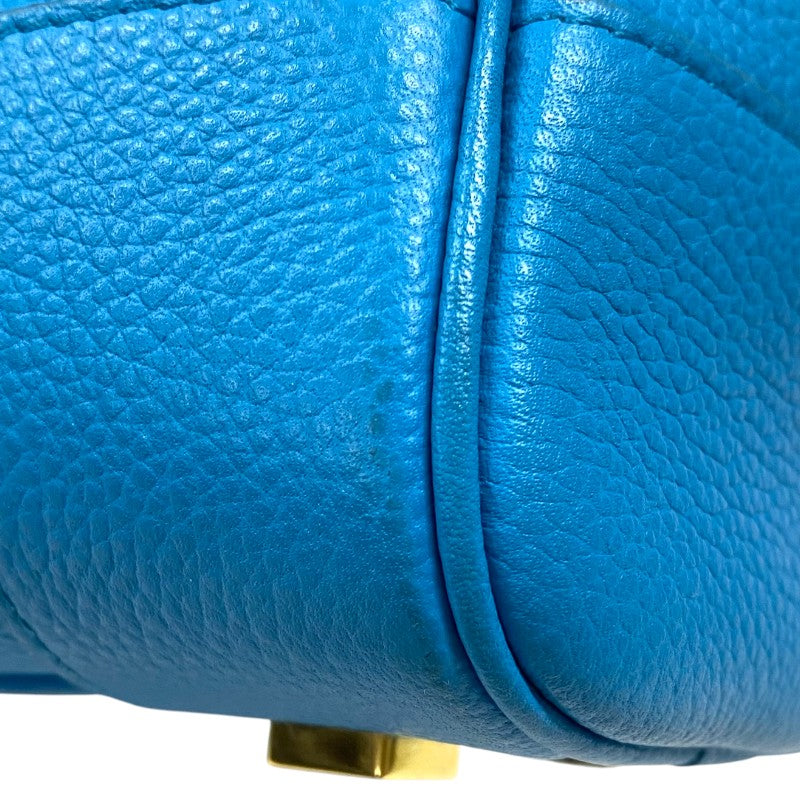 ロエベ LOEWE アマソナ23 A039N07 ブルー ゴールド金具 ペブルカーフ