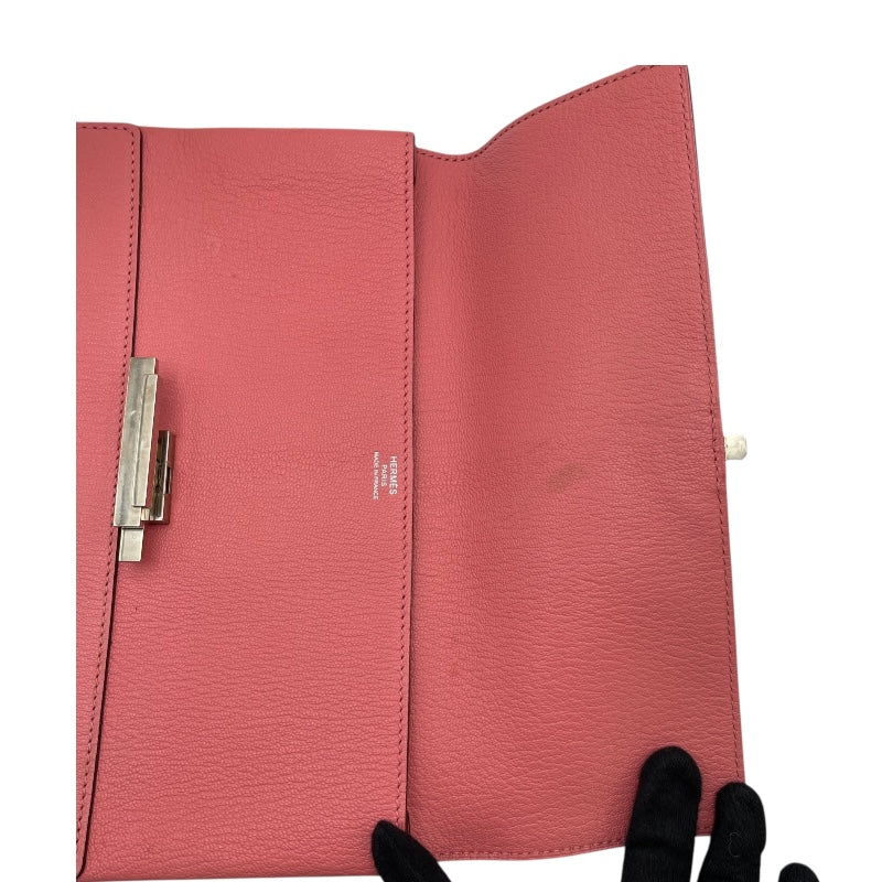 エルメス HERMES シネティック クラッチ C刻 ローズエテ SV金具  