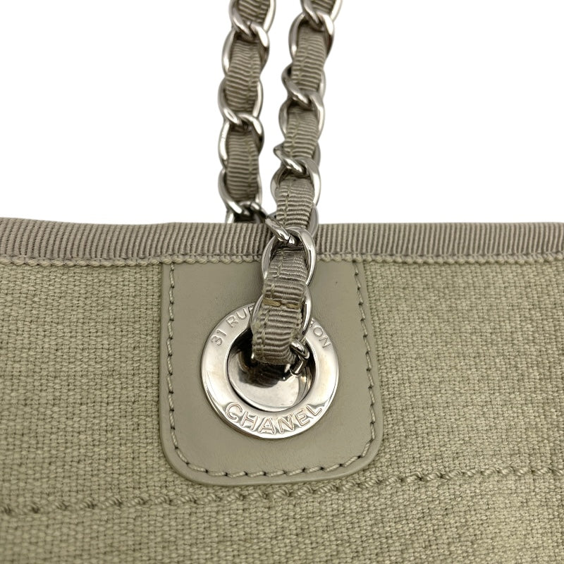 シャネル CHANEL ドーヴィルMM A67001 グレー×SV金具 キャンバス