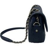 シャネル CHANEL Vステッチ ショルダー 26番台 ネイビー GD金具 カーフ レディース ショルダーバッグ