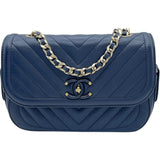 シャネル CHANEL Vステッチ ショルダー 26番台 ネイビー GD金具 カーフ レディース ショルダーバッグ
