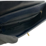 シャネル CHANEL Vステッチ ショルダー 26番台 ネイビー GD金具 カーフ レディース ショルダーバッグ