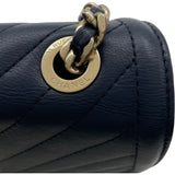 シャネル CHANEL Vステッチ ショルダー 26番台 ネイビー GD金具 カーフ レディース ショルダーバッグ