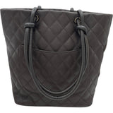 シャネル CHANEL カンボンライントートミディアム A25167 10番台 ブラウン SV金具 カーフ レディース トートバッグ