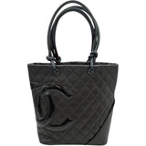 シャネル CHANEL カンボンライントートミディアム A25167 10番台 ブラウン SV金具 カーフ レディース トートバッグ