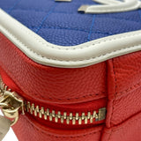 シャネル CHANEL CCフィグリー バニティ A93342 26番台 ブルー/レッド/ホワイト GD金具 キャビア レディース ショルダーバッグ