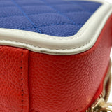 シャネル CHANEL CCフィグリー バニティ A93342 26番台 ブルー/レッド/ホワイト GD金具 キャビア レディース ショルダーバッグ