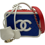 シャネル CHANEL CCフィグリー バニティ A93342 26番台 ブルー/レッド/ホワイト GD金具 キャビア レディース ショルダーバッグ