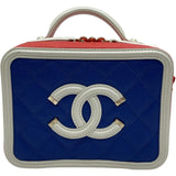 シャネル CHANEL CCフィグリー バニティ A93342 26番台 ブルー/レッド/ホワイト GD金具 キャビア レディース ショルダーバッグ
