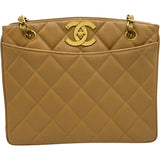 シャネル CHANEL マトラッセ チェーントート 3番台 ベージュ GD金具 キャビア レディース トートバッグ