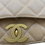 シャネル CHANEL マトラッセ チェーントート 3番台 ベージュ GD金具 キャビア レディース トートバッグ