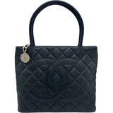 シャネル CHANEL 復刻トート A01804 6番台 ブラック SV金具 キャビアスキン レディース トートバッグ