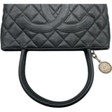シャネル CHANEL 復刻トート A01804 6番台 ブラック SV金具 キャビアスキン レディース トートバッグ
