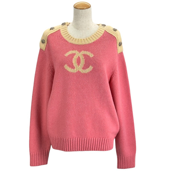シャネル　軽やかカシミア　ニットセーター　サーモンピンク　38 M シャネル CHANEL ココマークカシミヤニットセーター P73911 ピンク