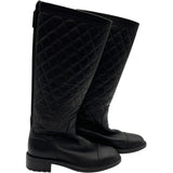 シャネル CHANEL マトラッセキルティングレザーロングブーツ G29323 ブラック レザー レディース ブーツ