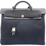 エルメス HERMES エールバッグMM ▢D刻 ブラック シルバー金具 トワル/レザー レディース ショルダーバッグ
