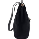 エルメス HERMES エールバッグMM ▢D刻 ブラック シルバー金具 トワル/レザー レディース ショルダーバッグ