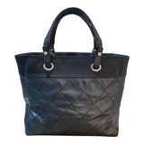 シャネル CHANEL パリビアリッツトート MM A34209 18番台 ブラック シルバー金具 コーティングキャンバス レディース トートバッグ