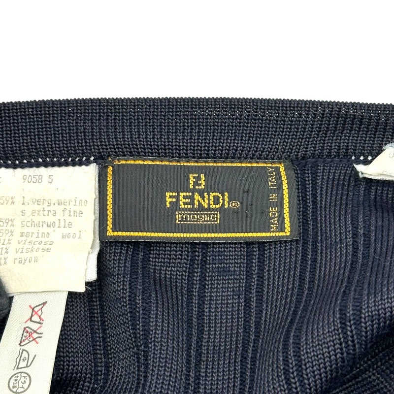 フェンディ FENDI 長袖ニットワンピース ネイビー ウール レディース