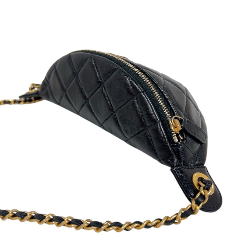 シャネル CHANEL マトラッセウエストバッグ AP4113 ブラック ゴールド