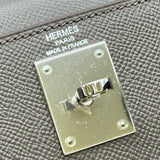 エルメス HERMES ケリー28 外縫い □Q刻印 エタン/シルバー金具 エプソン レディース ショルダーバッグ
