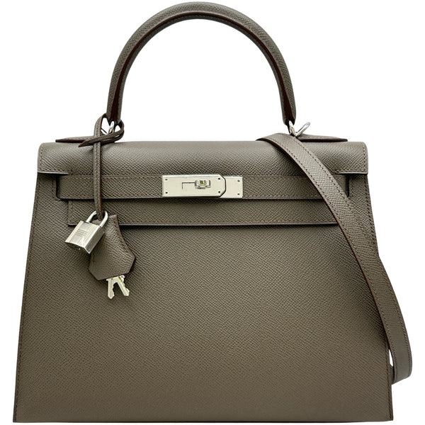 エルメス エルメス HERMES ケリー28 外縫い □Q刻印 エタン/シルバー金具