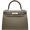 エルメス HERMES ケリー28 外縫い □Q刻印 エタン/シルバー金具 エプソン レディース ショルダーバッグ