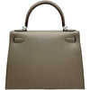 エルメス HERMES ケリー28 外縫い □Q刻印 エタン/シルバー金具 エプソン レディース ショルダーバッグ