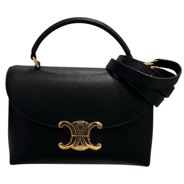 セリーヌ CELINE ティーン 二ノ バッグ 118113 ブラック/ゴールド金具 カーフ レディース ショルダーバッグ セリーヌ CELINE ティーン 二ノ バッグ 118113 ブラック/ゴールド金具