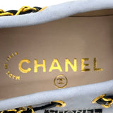シャネル CHANEL チェーン装飾デッキシューズ ブルー レザー レディース デッキシューズ