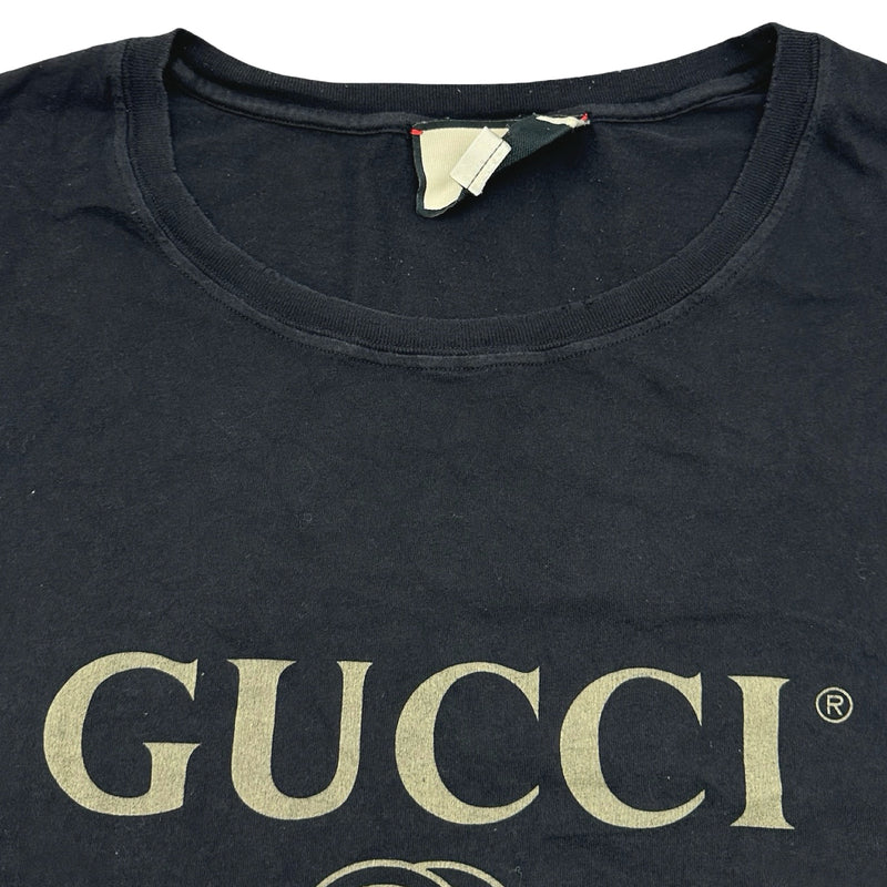 グッチ GUCCI ロゴプリント半袖Tシャツ 440103 ブラック コットン