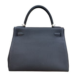 エルメス HERMES ケリー28　内縫い W刻印 ブラック/シルバー金具 トゴ レディース ハンドバッグ