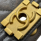 シャネル CHANEL ボーイシャネル15 A67364 グレー ゴールド金具 キャビア レディース ショルダーバッグ