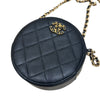 シャネル CHANEL ラウンド　チェーンポシェット ブラック ラムスキン レディース ショルダーバッグ