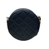 シャネル CHANEL ラウンド　チェーンポシェット ブラック ラムスキン レディース ショルダーバッグ