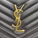 サンローラン SAINT LAURENT カサンドラ チェーンウォレット 377828 ブラック ゴールド金具 グレインカーフ レディース ショルダーストラップ