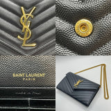 サンローラン SAINT LAURENT カサンドラ チェーンウォレット 377828 ブラック ゴールド金具 グレインカーフ レディース ショルダーストラップ