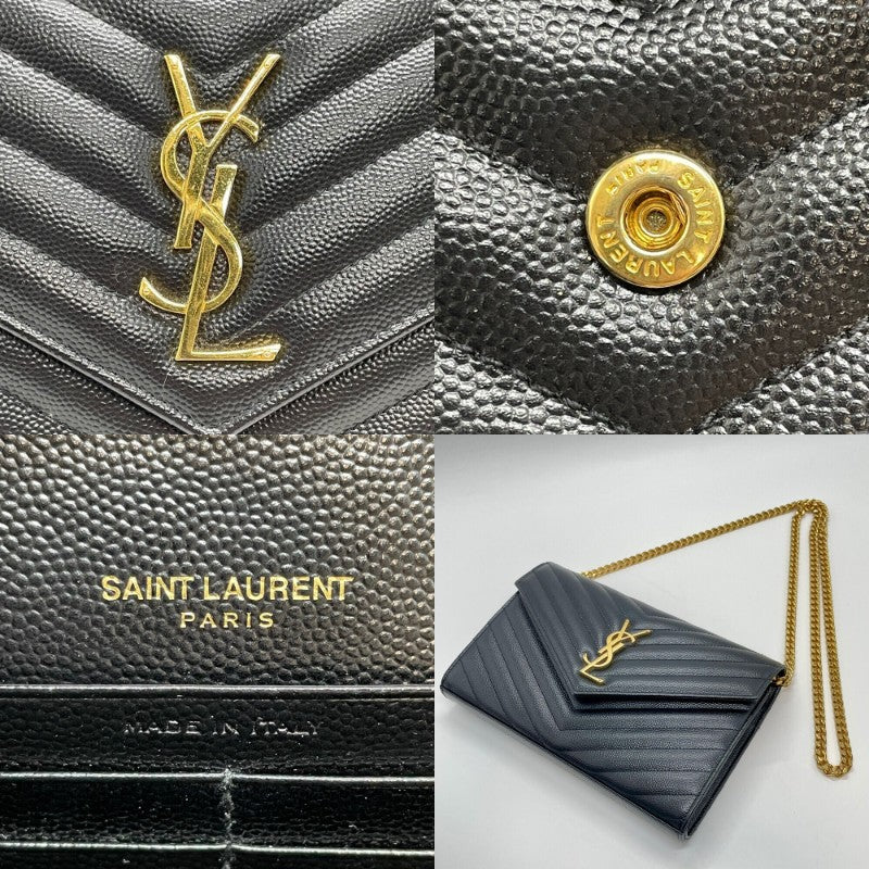 サンローラン SAINT LAURENT カサンドラ チェーンウォレット 377828