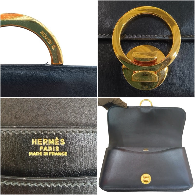 エルメス HERMES リングドゥ 〇U刻印 ブラック/ゴールド金具 ボックス