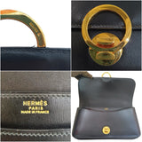 エルメス HERMES リングドゥ 〇U刻印 ブラック/ゴールド金具 ボックスカーフ レディース ショルダーバッグ