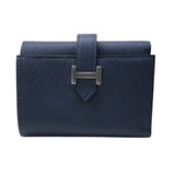 エルメス HERMES ベアンコンビネ W刻 ブルーサフィール シルバー金具 エプソン ユニセックス 二つ折り財布