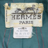 エルメス HERMES シェーヌダンクル金具ツイードダッフルコート グリーン ツイード レディース ダッフルコート