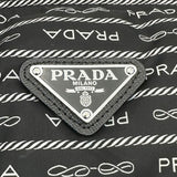 プラダ PRADA ロゴ総柄クロップドダウンジャケット 291973 ブラック ナイロン レディース ダウンジャケット