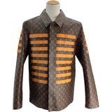 ルイ・ヴィトン LOUIS VUITTON モノグラム総柄LVトワルミリタリージャケット HML07E ブラウン ポリエステル メンズ ミリタリージャケット
