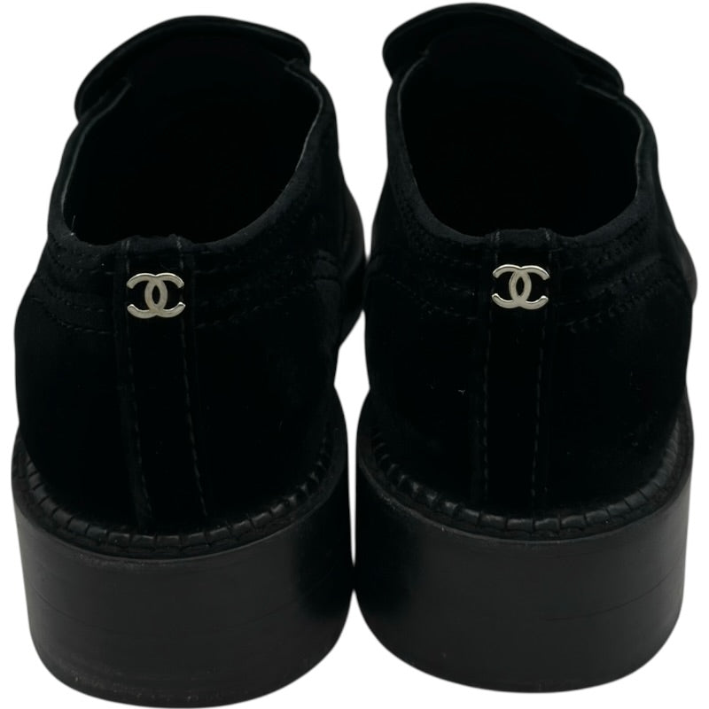 シャネル CHANEL ベルベットローファー G31105 ブラック ベルベット