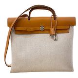 エルメス HERMES エールバッグMM ▢H刻印 ベージュ・ナチュラル/シルバー金具 トワル・レザー ユニセックス ショルダーバッグ