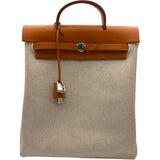エルメス HERMES エールバッグアドPM ▢D刻 ベージュ/ゴールド トワル/レザー レディース リュック・デイパック